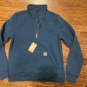 Carhartt XS teal 1/4 zip sweatshirt NWT